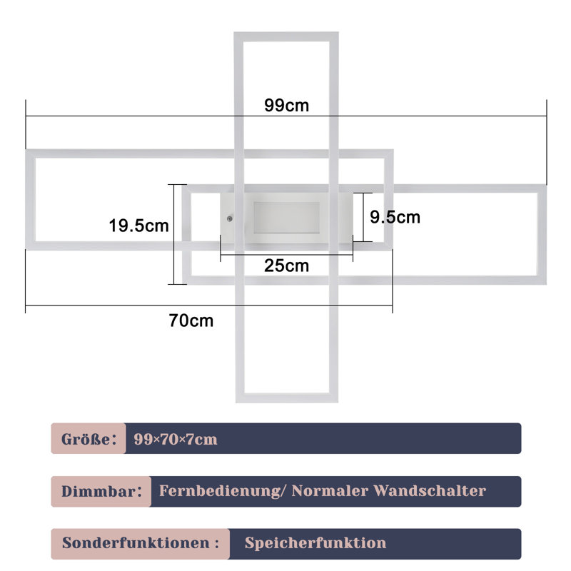 Beyanka LED Flush Mount modern dimmable with Remote control for living room bedroom, White