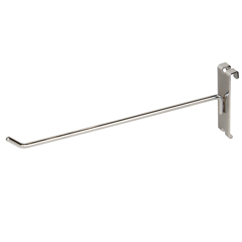 Steel Slatwall Hooks, Chrome, 0.25" H x 0.25" W x 6" D