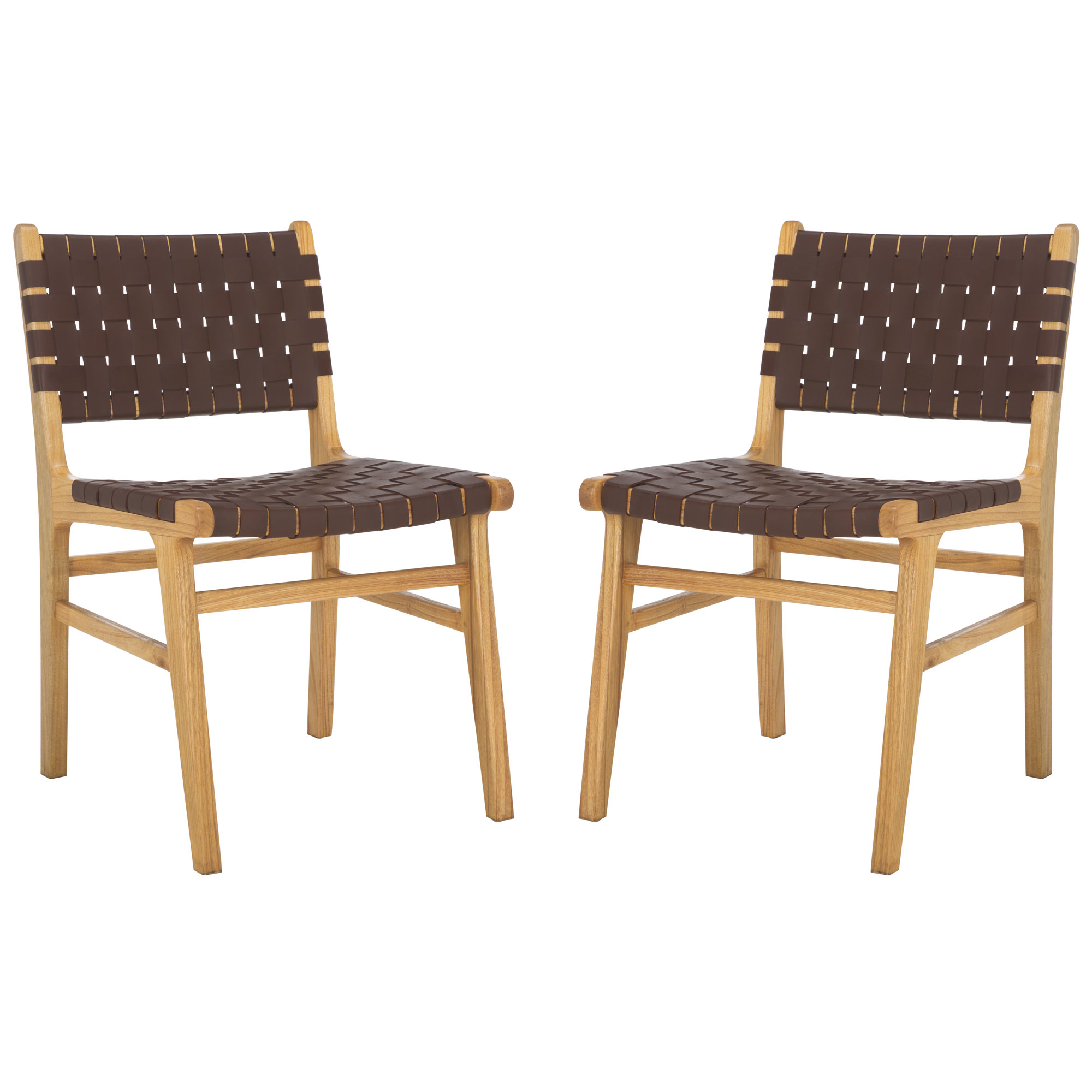 Alston Woven Leather & Solid Wood Dining Chair - Thumbnail 4