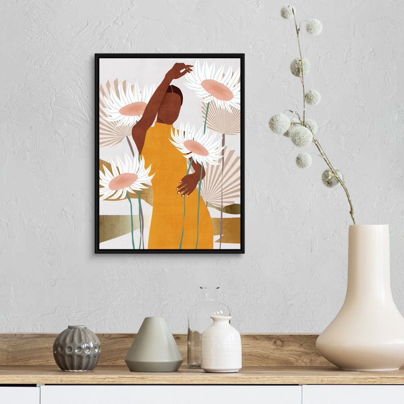 «Sun Kissed Woman II» par Melissa Wang - reproduction d'art, H 18 po x l 14 po x P 1,75 po, Toile avec cadre noir