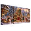 Ensemble de 3 toiles murales de Noël représentant des lapins décorant un sapin dans une forêt enneigée-88942373