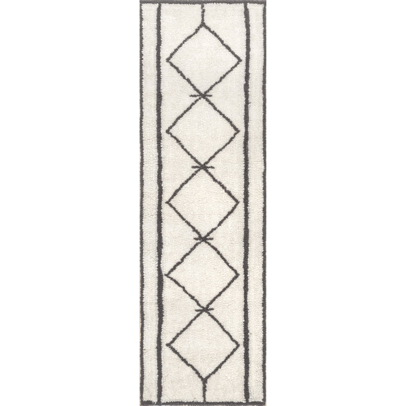 Tapis ivoire en laine Hruni, Tapis de couloir 2 pi x 8 pi