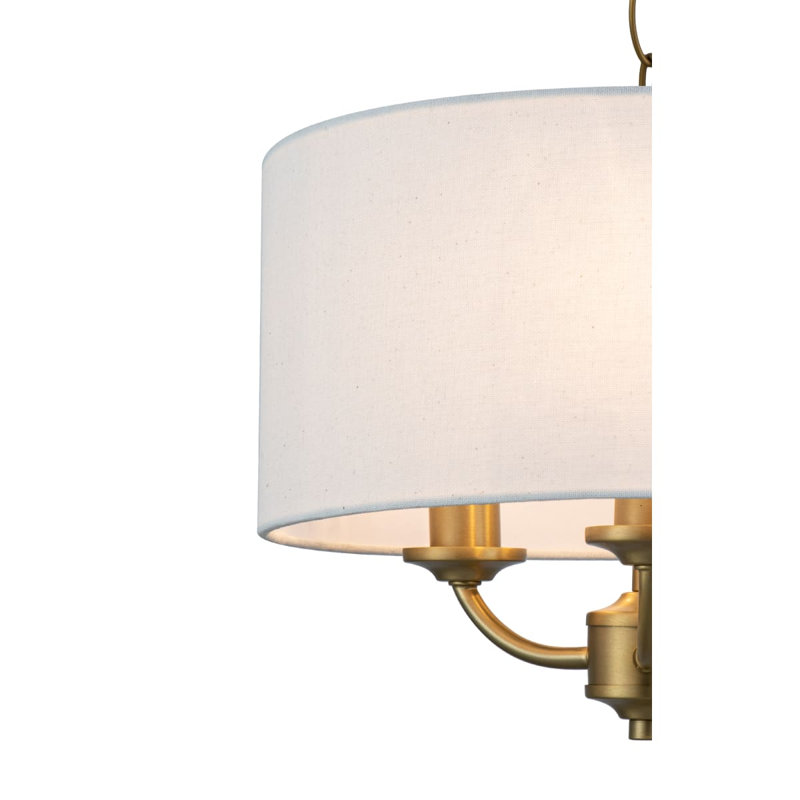 Winston 3 Light Classic Faux Linen Outer Shade Pendant Light - Power cord (black), 32x32x100cm, 3xE14. Max. 10W LED (Bulb not included)