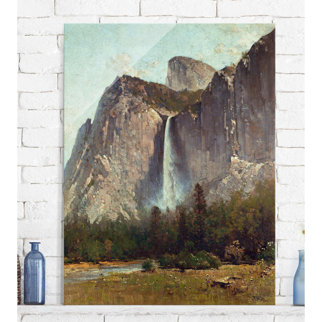 Glasbild - Brautschleier fällt ins Yosemite Valley