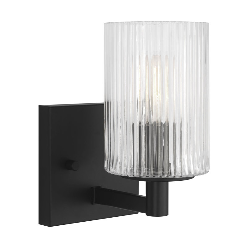 Luisa bath wall sconce with clear fluted glass shades, 1, Midnight Black
