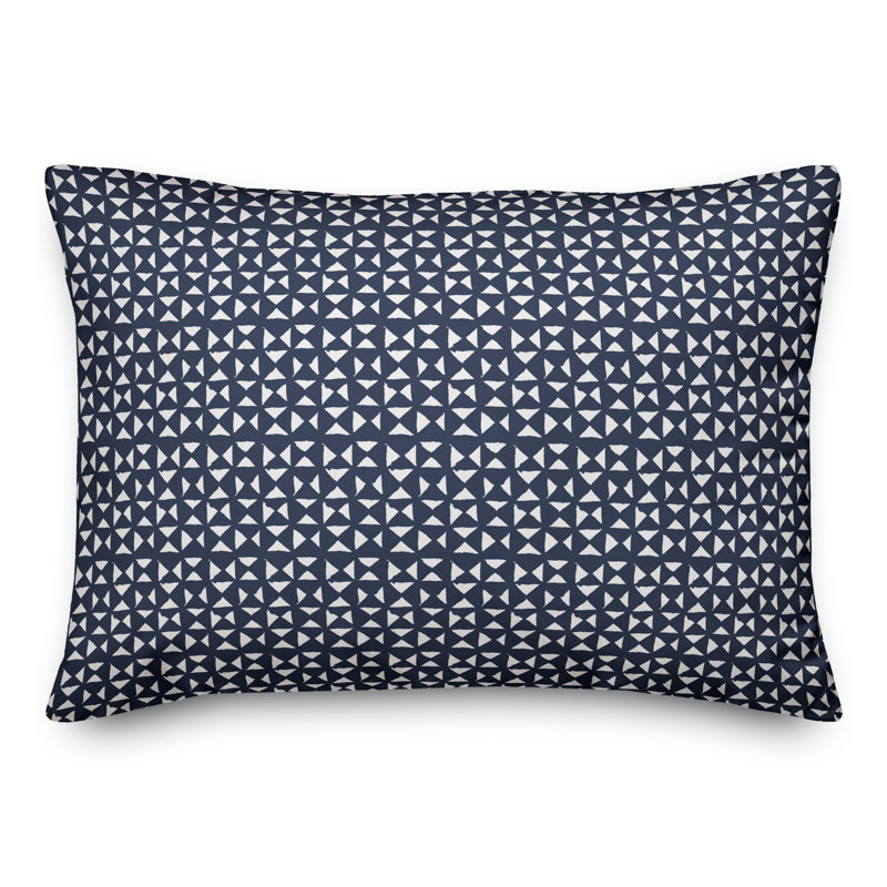 Geometric Outdoor Reversible Throw Pillow, Blue