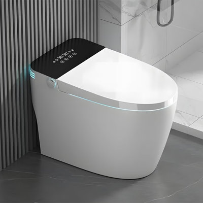 Smart Toilet, Bidet Built In One Piece Bidet Toilet Seat With Foot Sensor Flushing, Heated Seat And LED Light