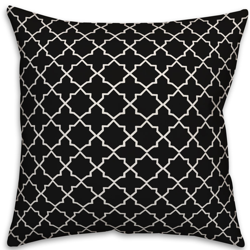  Housse de coussin Quatrefoil, 16 po x 1 po, Noir, Polyester / bourre en polyester