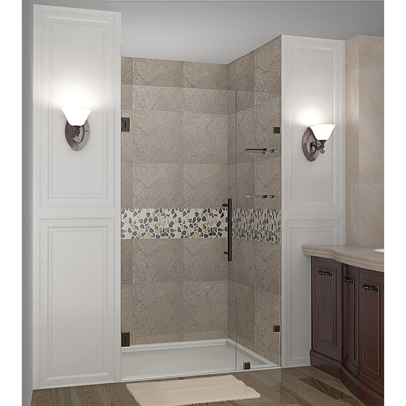 Porte de douche à charnière complètement sans cadre 38 x 72 Nautis GS, Chrome, Transparent