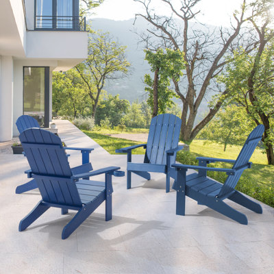Inniss Wood Adirondack Chair Patio Plastic Weather Resistant Fire Pit Single Chair by Rosecliff Heights