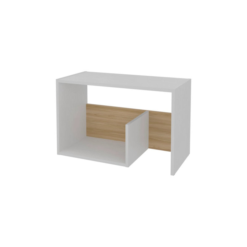Coffee Table With Open Storage, White/Light Oak