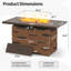 Table de foyer d'extérieur au gaz propane, foyer extérieur rectangulaire de 50 000 BTU avec pare-vent en verre, pierres en verre et couvercle-1750310827