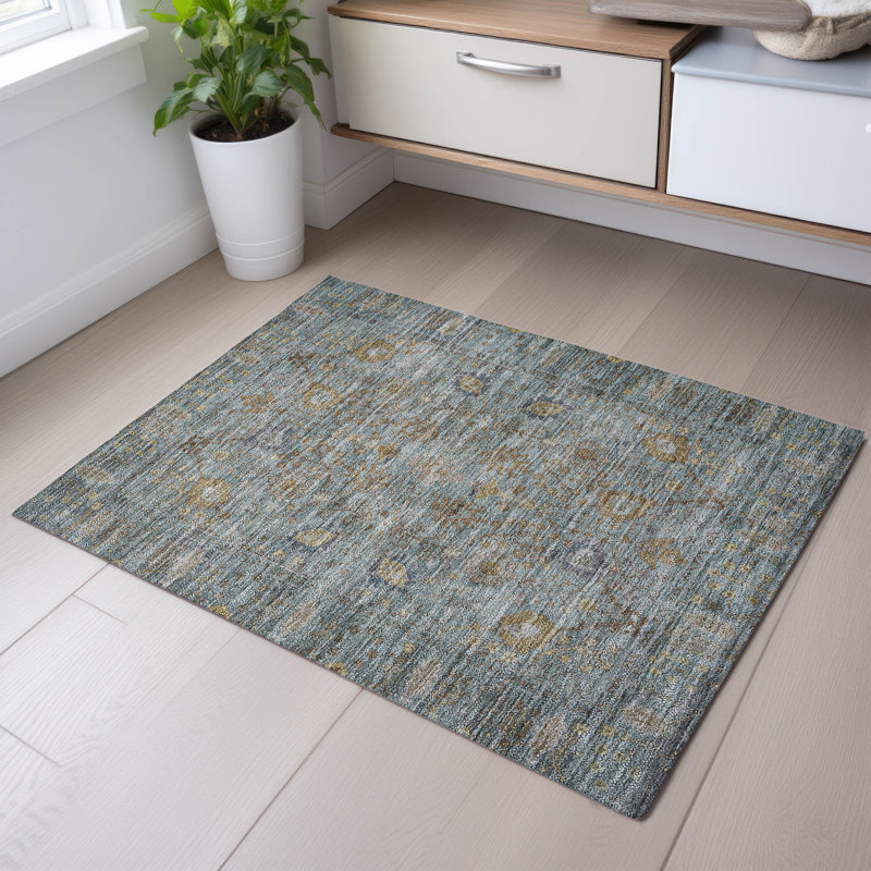 Premium Machine Washable Wayne AMF1106 Global Rug, Rectangle 1'8" x 2'6"