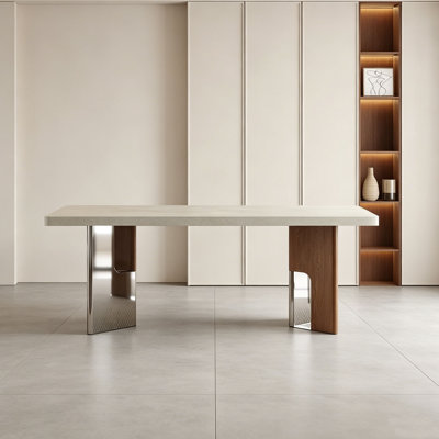 Vintage Travertine Rectangular Dining Table