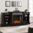 Gallatin Criss-Cross Electric Fireplace w/ Bookcases-1033716616