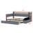 Modern Upholstered Daybed with Storage Footstool, Built-In Shelves, Trundle, USB and LED-1243511484