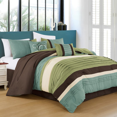 Ensemble d'édredon matelassé vert 6 pièces Pintuck