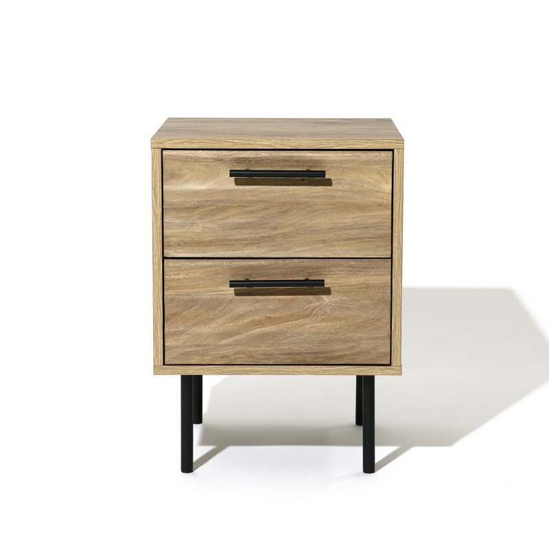 Table de chevet 2 tiroirs H 21,7 po Mid-Century