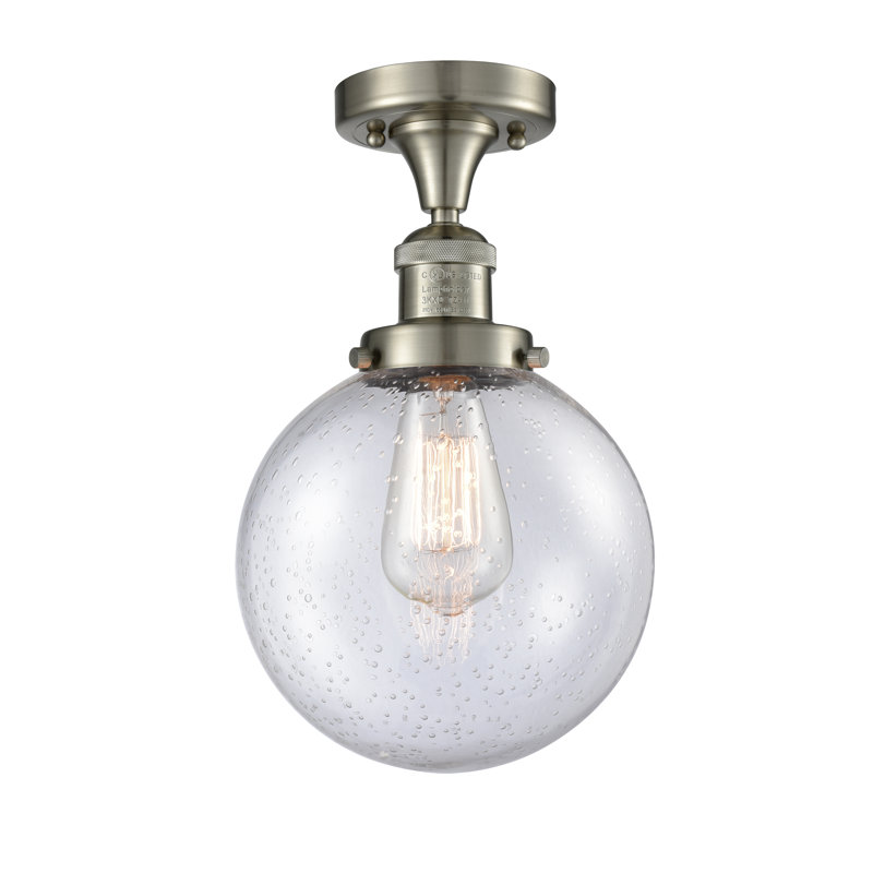 Plafonnier semi-encastré à globe simple 8 lumières Adelaida, Bronze huilé, Grainé, Ampoule DEL 6 watts Vinage