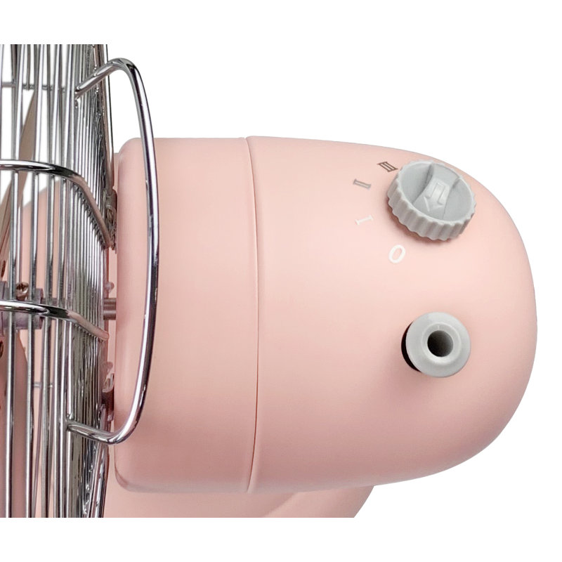 Pink All-Metal Retro Oscillating 12" Desk Fan