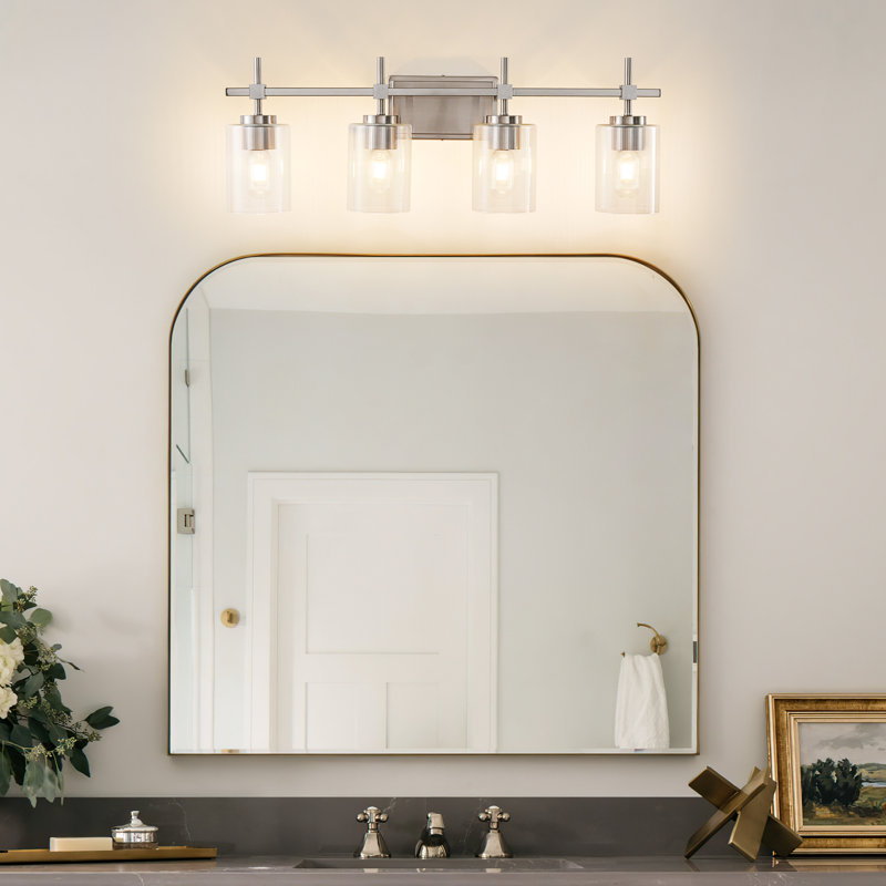 Applique murale moderne en verre transparent Aviara, Nickel brossé, 4, Clear Glass