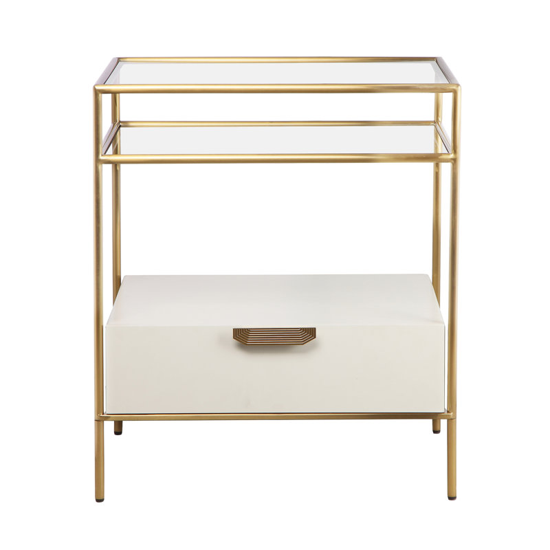 58.9cm W Solid + Manufactured Wood Bedside Table