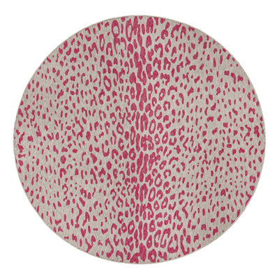 Tapis de safari d'extérieur rose et gris
