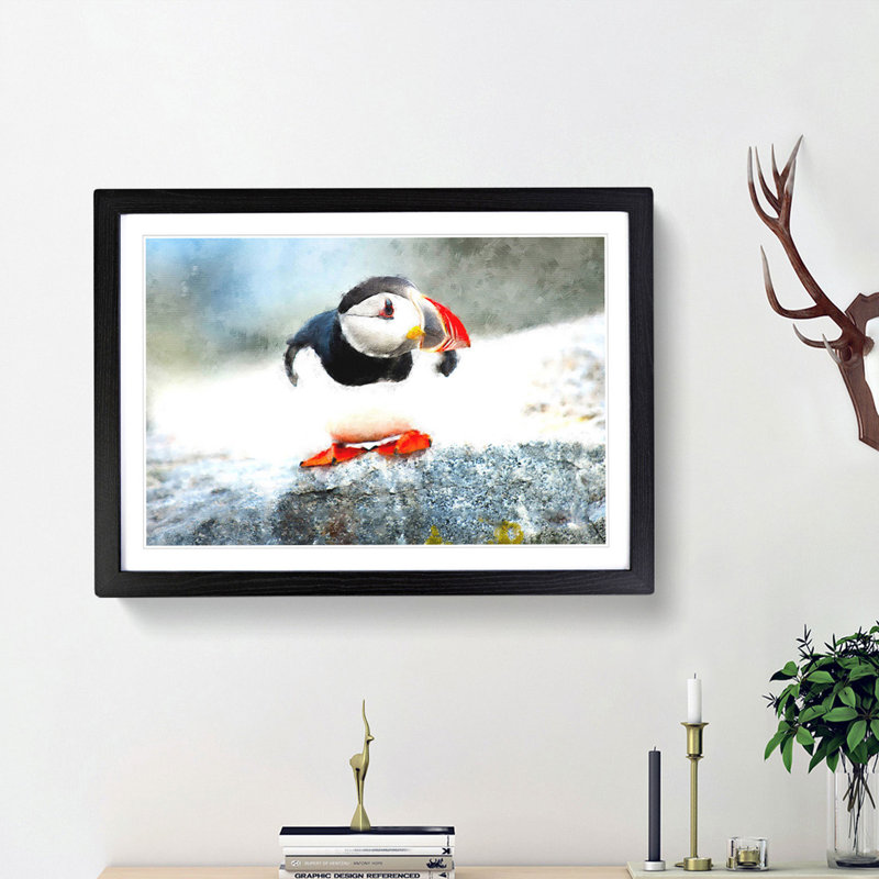 Atlantic Puffin - Picture Frame Painting Print, Black Framed, 33cm H x 45cm W x 2cm D