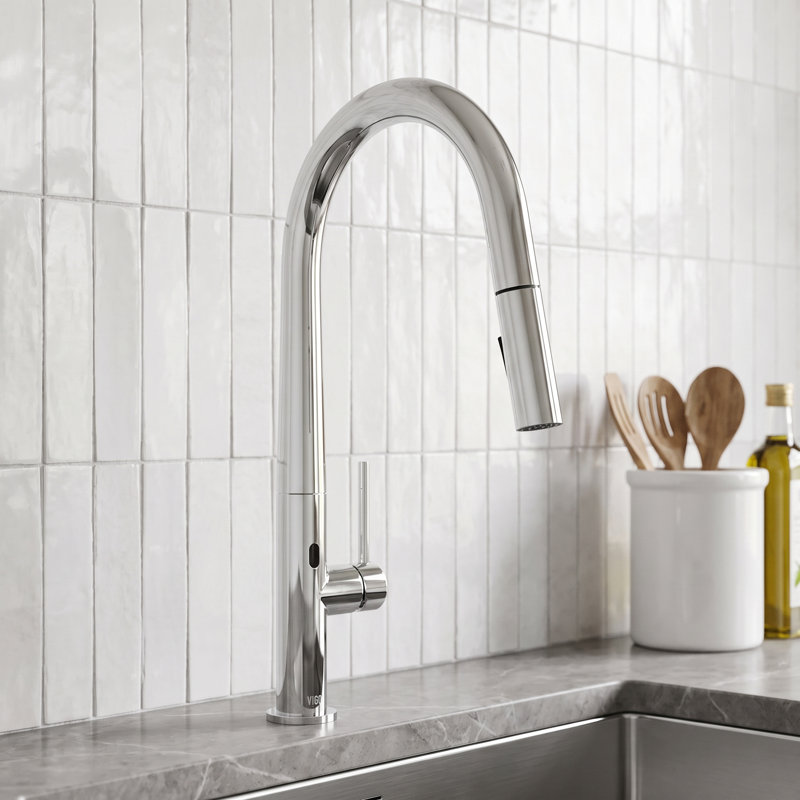 Greenwich 18" H 1-handle Pull-Down 2-Function Sprayer Kitchen Faucet, Chrome