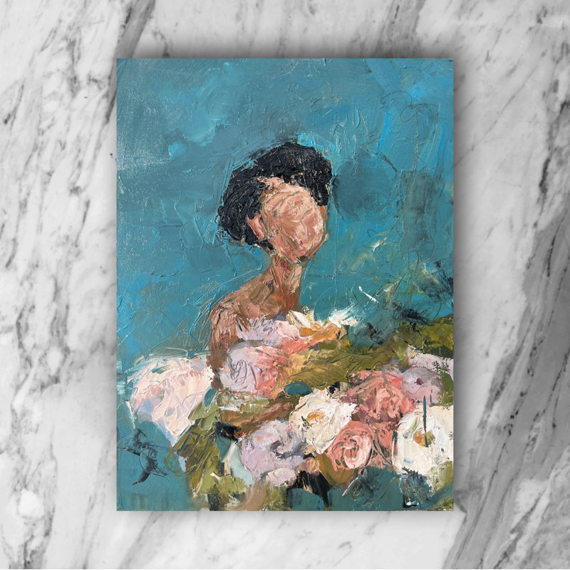 Cœur de verre sur toile, H 36 po x l 24 po x P 1 po