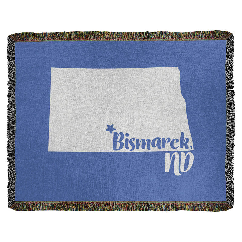 Jeté en coton bismarck north dakota, 37 po x 52 po, Bleu