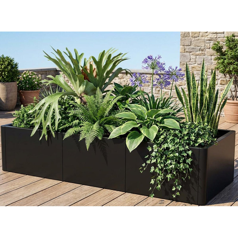 Square Metal Planter Box, Open Base Design
