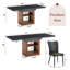 Table de salle à manger extensible et ensemble de chaises, table coulissante de 59 à 71 pouces, jumelée à 4 chaises en polyuréthane noir avec un motif à rayures verticales sur le dossier. Convient aux salles à manger, aux bureaux, etc.