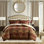 Brown Comforter , 4 Pieces, Queen Size, Enhanced Durability, - , Decorative Wadding In Sham Design Satin Look