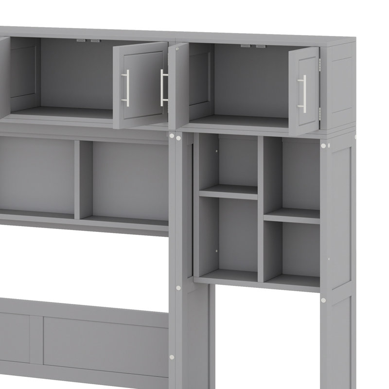 Lit escamotable avec bureau, armoire supérieure et tablettes de rangement, lit pliable peu encombrant
