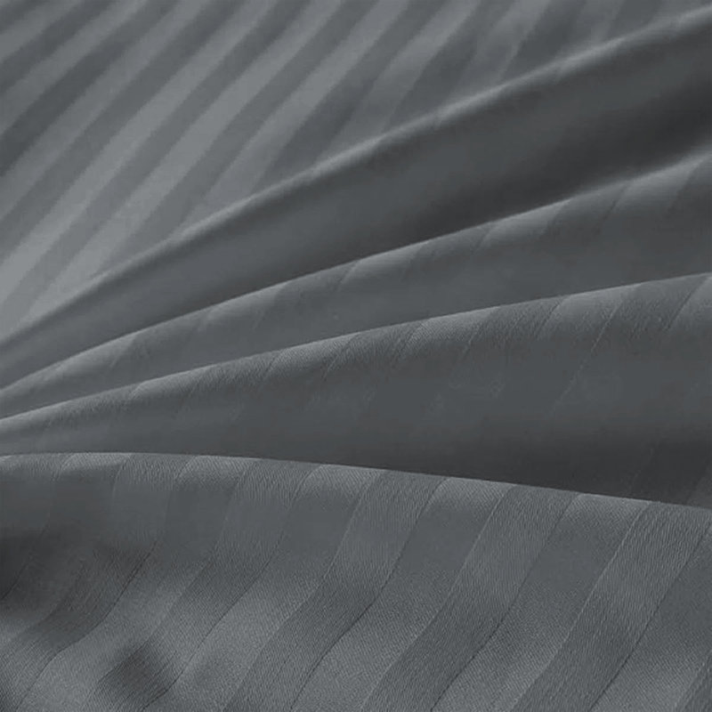 Classic Stripe Microfiber Duvet Set, 4-Piece With Fitted Sheet & Pillowcases, Grey Striped