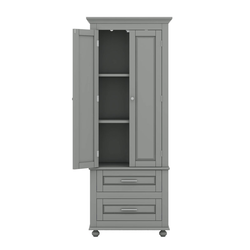 Armoire de rangement haute avec deux tiroirs, Gris