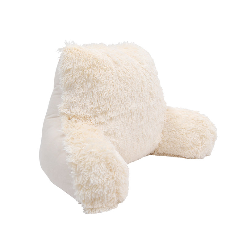 Housse et insert de coussin en fausse fourrure à dossier à poils longs, Ivoire ivoire