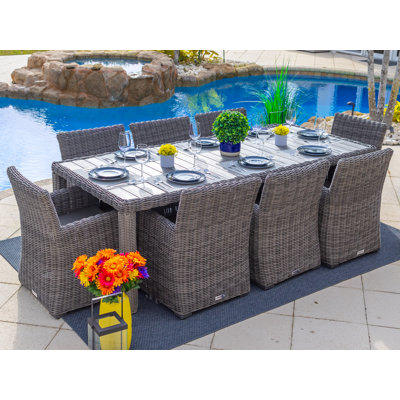 Malmo 9 Piece Outdoor Dining Table Set In Gray