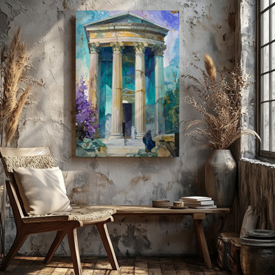 Canvas Ancient Roman Temple Fresco Canvasvibrant Classical Wall Art Ready To Hang Gallery Wrapped Home Decor Modern Design Premium Quality