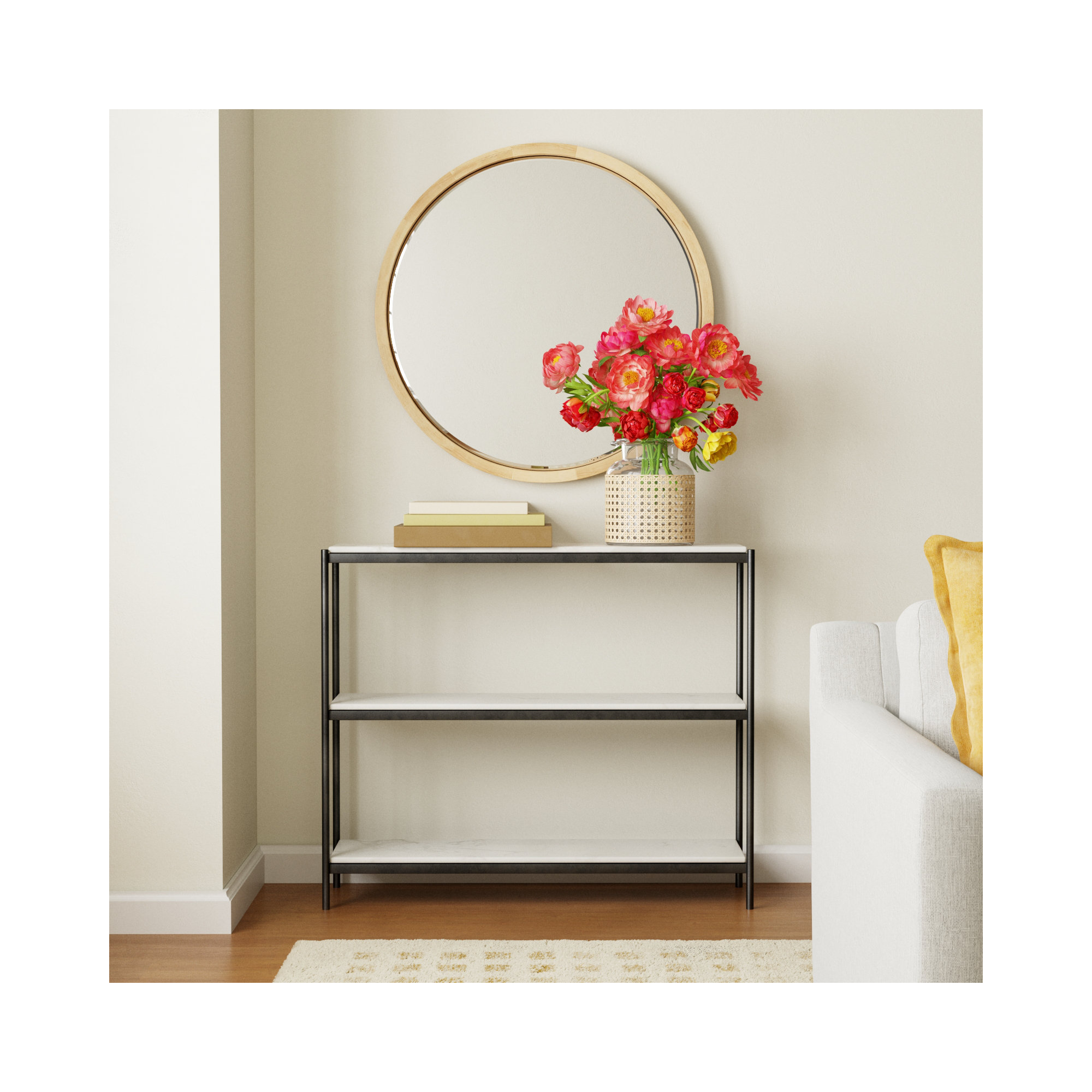 36'' Console Table, Hammered Gray