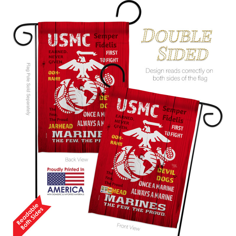 Ensemble de 2 drapeaux en polyester à impressions militaires 2 côtés usmc americana