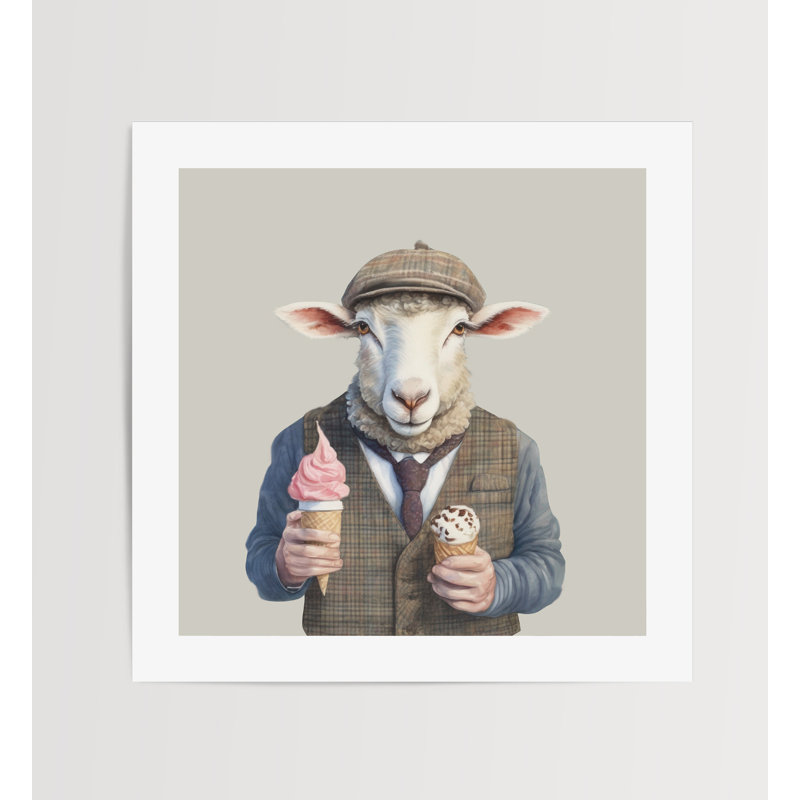 Watercolour Welsh Sheep Dylan Country Wall Art Print Unframed 12x12" 1 Piece Wall Art