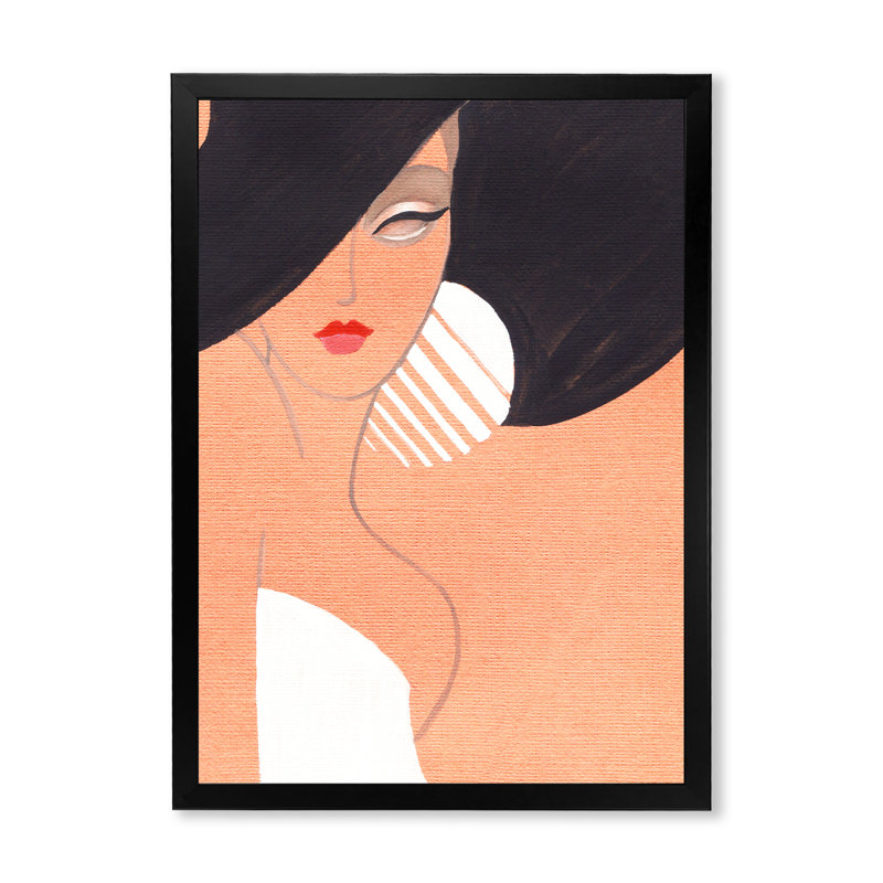 Portrait d'un mannequin élégant - Mid-Century, Impression noire sur toile encadrée, H 32 po x l 16 po x P 1 po