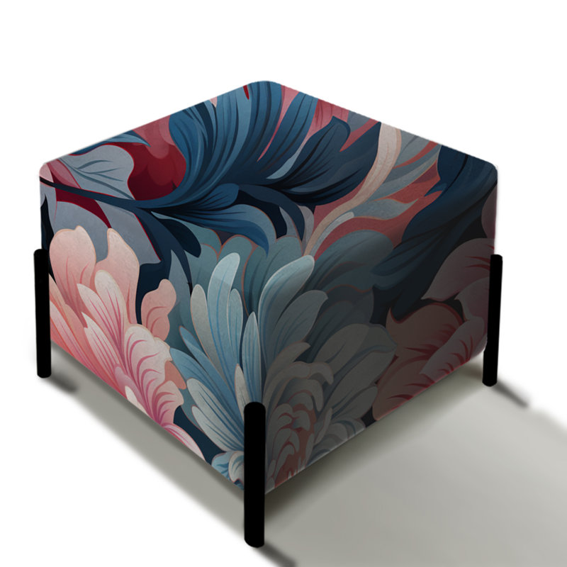 Pink And Purple Damask Geometry Blend - Damask Square Ottoman