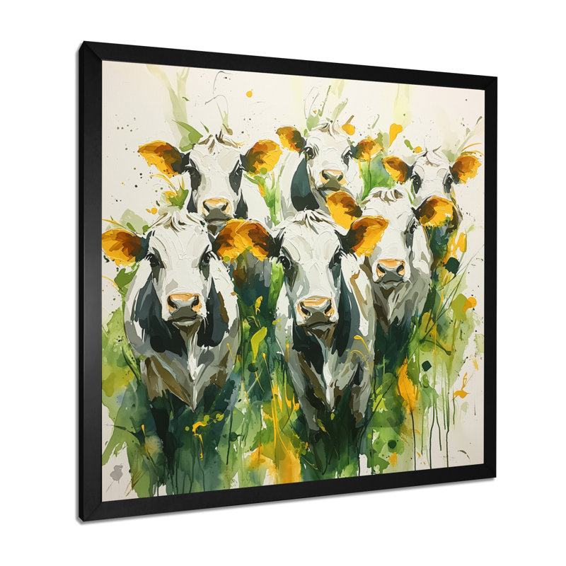 Abstrait vache II - Art mural, Reproduction encadrée d'une seule photo, H 30 po x l 30 po, Noir