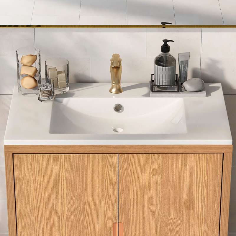 Lavabo de salle de bain en résine 30 po x 18 po - Blanc, comptoir de meuble-lavabo et trou de trop-plein propre 30 Hygiénique