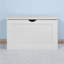 Banc de rangement relevable avec charnières de sécurité, blanc cassé | Hall d'entrée | Panneau de fibres à densité moyenne
