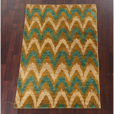 Tapis intérieur / extérieur abstrait noué à la main 4 x 6