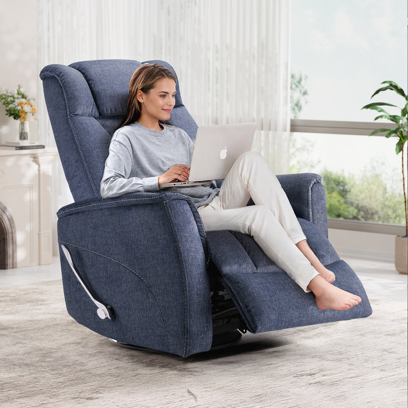 Fauteuil inclinable manuel berçant moderne de 32,2 po Robeline, Bleu